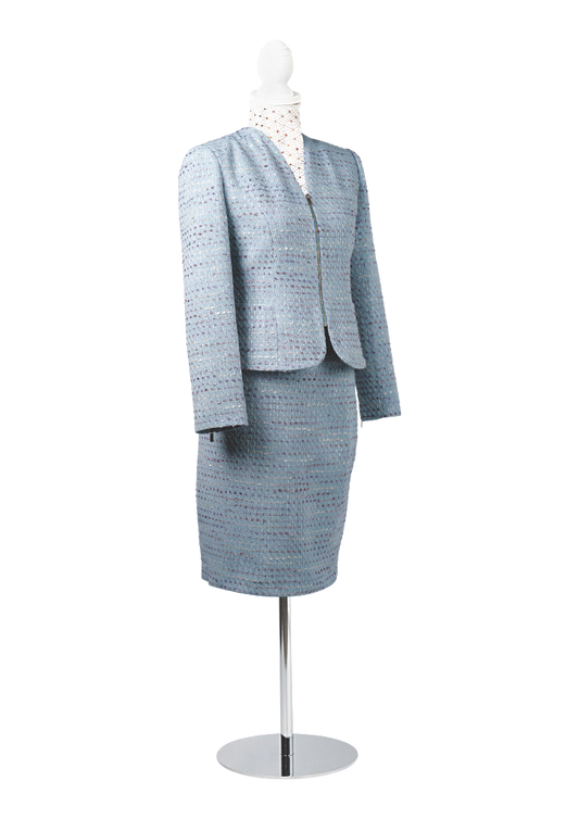 CBK Suits Cartier Zipper Tweed Suit Ocean Blue