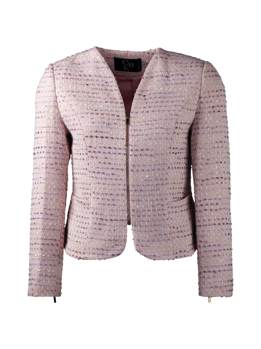 CBK Suits Cartier Zipper Tweed Blazer Cherry Blossom