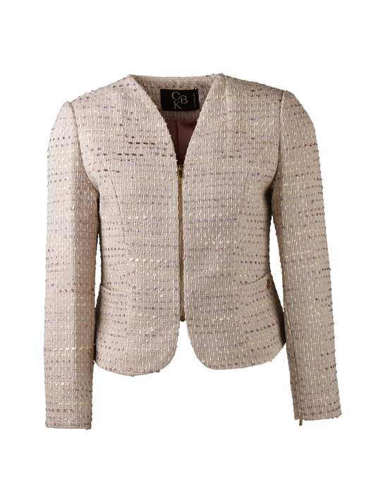 CBK Suits Cartier Zipper Tweed Blazer Taupe