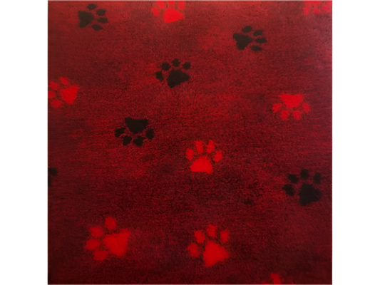 CBK Non-slip vetbed red heather with 2 colored paws