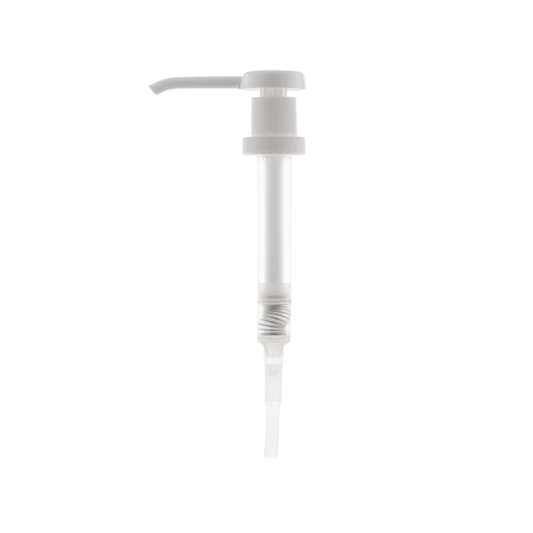 Hvid pumpe til 4 liters flasker fra SO POSH. Fås hos GroomUs.