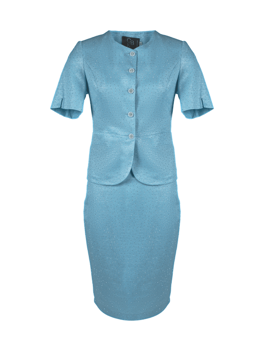 CBK Suits Bibi Blazer Light Blue with Rhinestone
