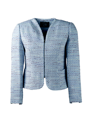 CBK Suits Cartier Zipper Tweed Blazer Ocean Blue