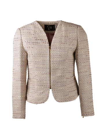 CBK Suits Cartier Zipper Tweed Blazer Taupe
