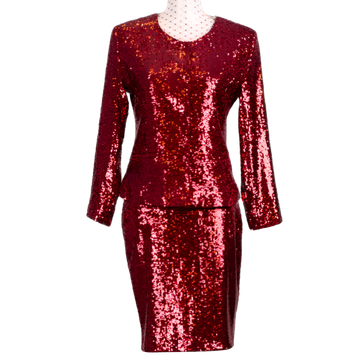 ERVA SEQUIN SUIT BORDEAUX