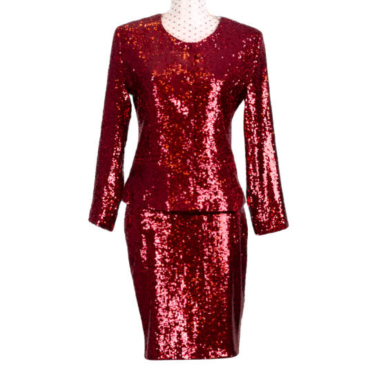 ERVA SEQUIN SUIT BORDEAUX