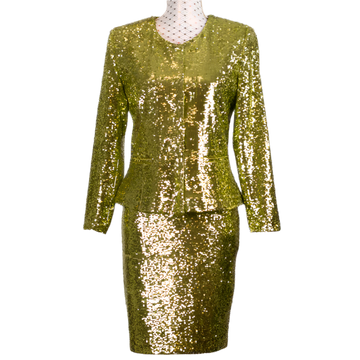 ERVA SEQUIN SUIT LIME