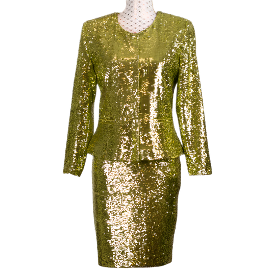 ERVA SEQUIN SUIT LIME