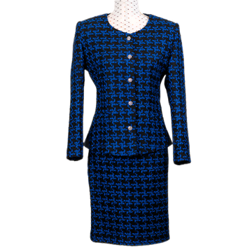 CHANEL LOOK SUIT BLUE EKOSE PATTERN