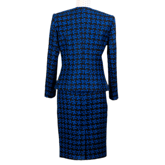 CHANEL LOOK SUIT BLUE EKOSE PATTERN