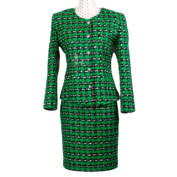 CHANEL LOOK SUIT GREEN EKOSE PATTERN