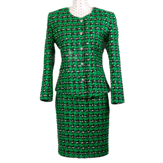 CHANEL LOOK SUIT GREEN EKOSE PATTERN