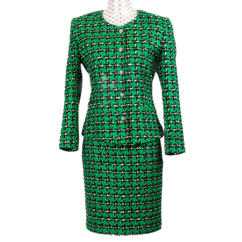 CBK-Anzug, Chanel-Look – grünes Ekose-Muster