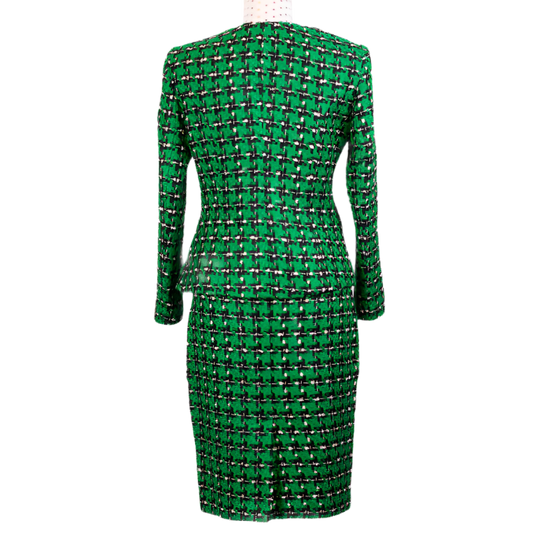 CHANEL LOOK SUIT GREEN EKOSE PATTERN