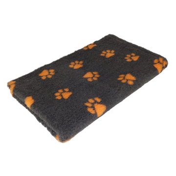 CBK Non-slip vetbed charcoal grey with orange paws