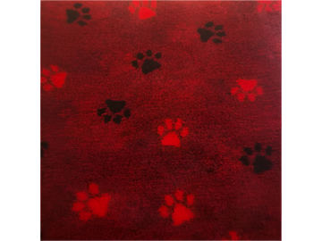 NON-SLIP VETBED RED HEATHER WITH 2 COLORED PAWS