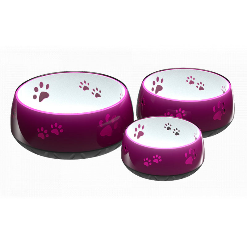 Water bowl aubergine in a nice glassy look with paws 