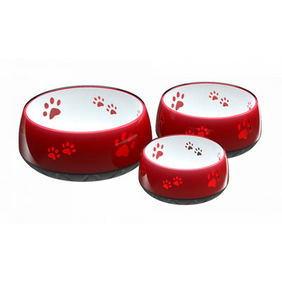 Water bowl burgundy in a nice glassy look with paws 